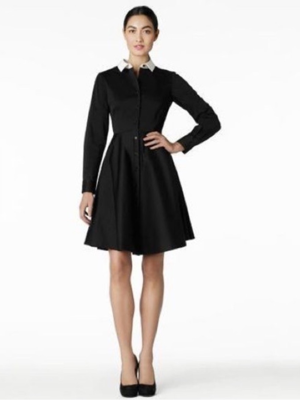 NWT Kate Spade Joel Shirtwaist Dress in Black Cotton Poplin Size 12